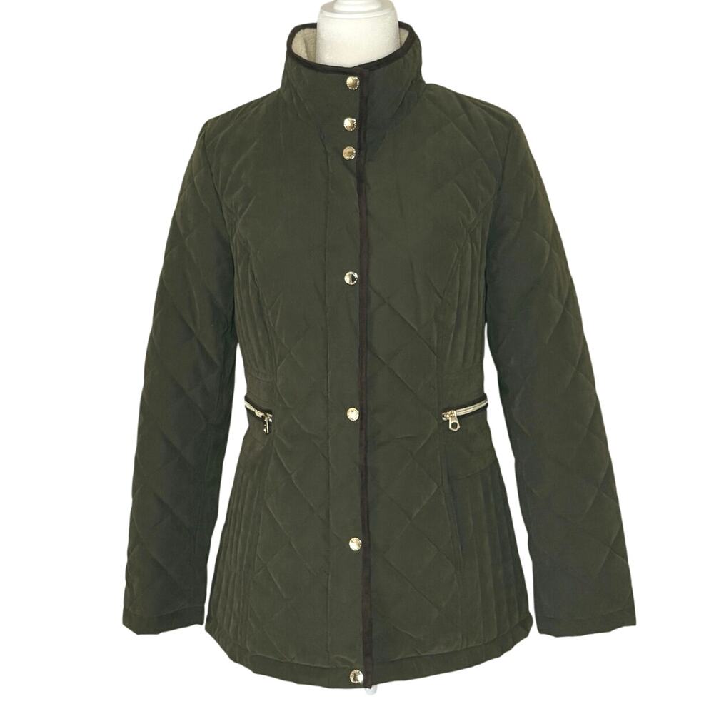 Nautica Quilted Sherpa-lined Utility Jacket Coat Women's S | Olive Green | EUC